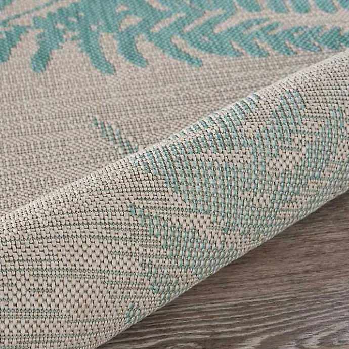 Online Kirklands Home Teal and Tan Falling Ferns Outdoor Area Rug, 5x7