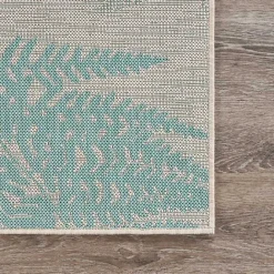 Online Kirklands Home Teal and Tan Falling Ferns Outdoor Area Rug, 5x7