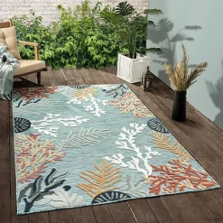 Discount Kirklands Home Teal Coral Reef Area Rug, 5x7 Blue