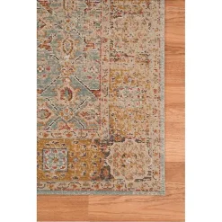 New Kirklands Home Teal Eaton Bordered Runner Blue