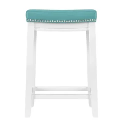 Online Kirklands Home Teal Faux Leather Claridge Counter Stool Blue