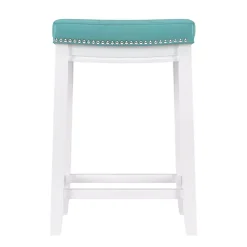 Online Kirklands Home Teal Faux Leather Claridge Counter Stool Blue