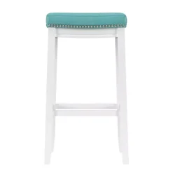 Outlet Kirklands Home Teal Faux Leather Claridge Bar Stool Blue