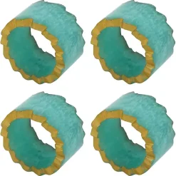 New Kirklands Home Teal Geode Artistry Napkin Rings, Set of 4 Blue