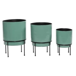 Outlet Kirklands Home Teal Metal Round Planters with Stands, Set of 3 Blue