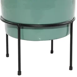 Outlet Kirklands Home Teal Metal Round Planters with Stands, Set of 3 Blue
