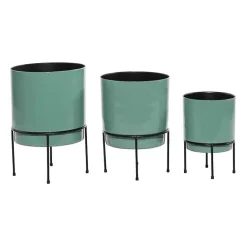 Outlet Kirklands Home Teal Metal Round Planters with Stands, Set of 3 Blue