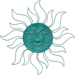 Best Kirklands Home Teal Metal Sun Face Wall Plaque Blue