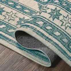 New Kirklands Home Teal Seraz Washable Runner, 2x7
