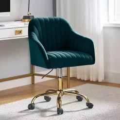 Discount Kirklands Home Teal Velvet Swivel Jacyln Office Chair Blue