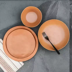 Kirklands Home Terracotta Melamine Santal Dinner Plates, Set of 6 Orange