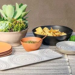 Kirklands Home Terracotta Melamine Santal Dinner Plates, Set of 6 Orange