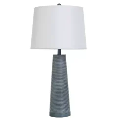 Hot Kirklands Home Textured Denim Blue Tapered Table Lamp White