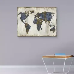 Hot Kirklands Home The World I Canvas Art Print Blue