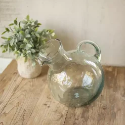 Kirklands Home Tilted Mouthed Circular Pitcher Clear