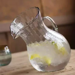 Kirklands Home Tilted Ribbed Glass Pitcher Clear
