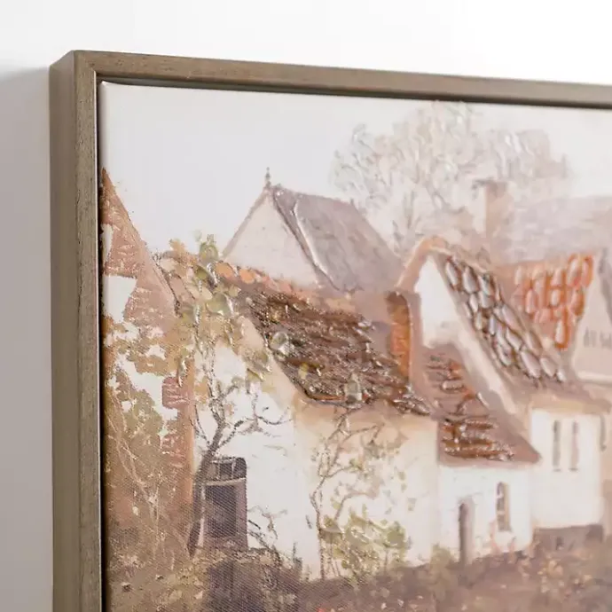 Discount Kirklands Home Town with Bridge Framed Canvas Art Print