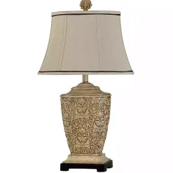 Best Kirklands Home Traditional Carved Cream Finish Table Lamp White