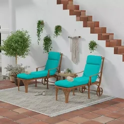 Online Kirklands Home Turquoise Canvas French Edge Chaise Cushion Blue