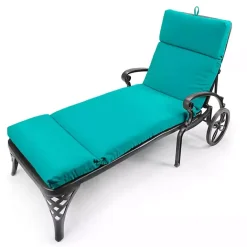 Online Kirklands Home Turquoise Canvas French Edge Chaise Cushion Blue