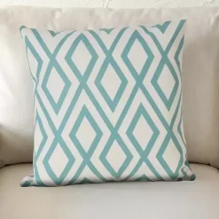 Discount Kirklands Home Turquoise Geometric Diamond Outdoor Pillow