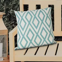 Discount Kirklands Home Turquoise Geometric Diamond Outdoor Pillow