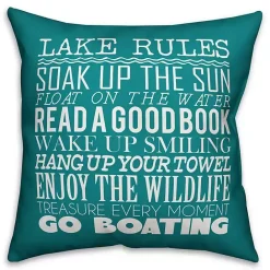 Outlet Kirklands Home Turquoise Lake Rules Outdoor Pillow