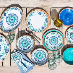 New Kirklands Home Turquoise Melamine Rio Salad Plates, Set of 6