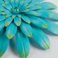 Best Kirklands Home Turquoise Metal Flower Outdoor Wall Plaque Blue