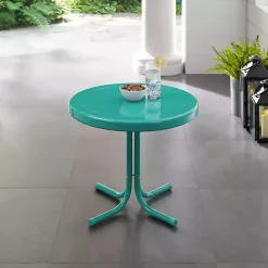 Discount Kirklands Home Turquoise Metal Outdoor Side Table Blue
