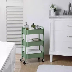 Best Kirklands Home Turquoise Metal 3-Tier Organizer Storage Cart