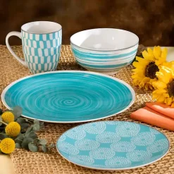 New Kirklands Home Turquoise Stoneware 16-pc. Dinnerware Set Blue