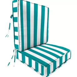New Kirklands Home Turquoise Striped Outdoor Deep Seat Cushion