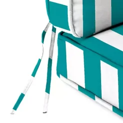 New Kirklands Home Turquoise Striped Outdoor Deep Seat Cushion