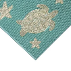 Kirklands Home Turquoise Turtles Indoor/Outdoor Rug, 2x3