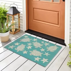 Discount Kirklands Home Turquoise Turtles Indoor/Outdoor Rug, 3x4
