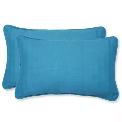 New Kirklands Home Turquoise Welt Outdoor Lumbar Pillows, Set of 2 Blue