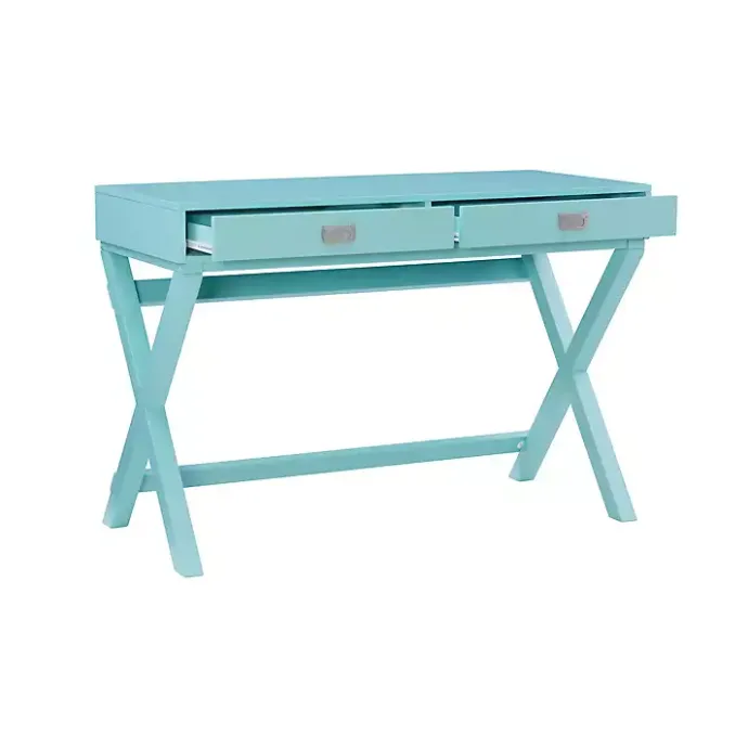 Outlet Kirklands Home Turquoise Wood 2-Drawer Peggy Desk Blue