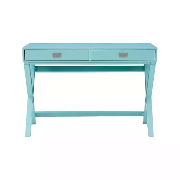 Outlet Kirklands Home Turquoise Wood 2-Drawer Peggy Desk Blue