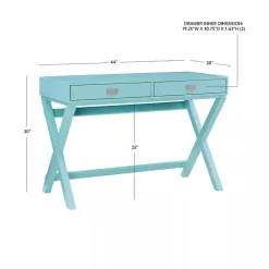 Outlet Kirklands Home Turquoise Wood 2-Drawer Peggy Desk Blue