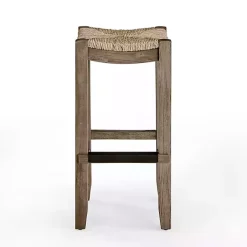 Kirklands Home Twisted Seagrass and Wood Bar Stool Tan