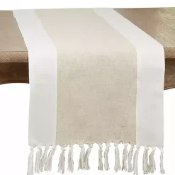 Best Kirklands Home Two Tone Tan and White Table Runner, 72 in.