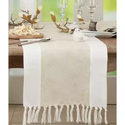 Best Kirklands Home Two Tone Tan and White Table Runner, 72 in.