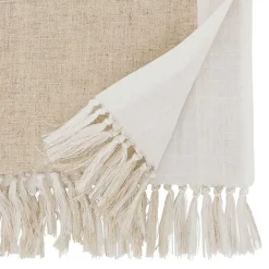 Kirklands Home Two Tone Tan and White Table Runner, 90 in.