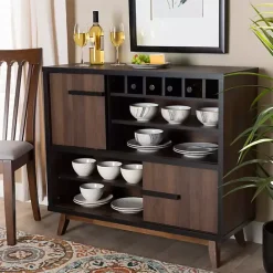 Outlet Kirklands Home Two Tone Walnut Wood Wine Storage Cabinet
