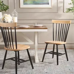 Hot Kirklands Home Two-Tone Parker Spindle Dining Chairs, Set of 2 Black