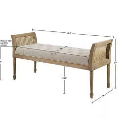 Sale Kirklands Home Upholstered Cane Martha Stewart Isla Bench Tan