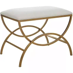 Best Kirklands Home Upholstered Gold Metal Arched Frame Bench White