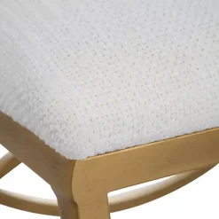 Best Kirklands Home Upholstered Gold Metal Arched Frame Bench White