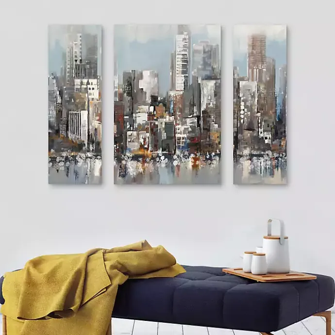 Clearance Kirklands Home Urban Focus A, B, & C Canvas Art Prints, Set of 3 Gray
